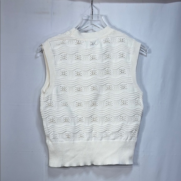 🥝Frye salt breeze  Creamy white cotton pointelle knit Sweater vest - Picture 5 of 5